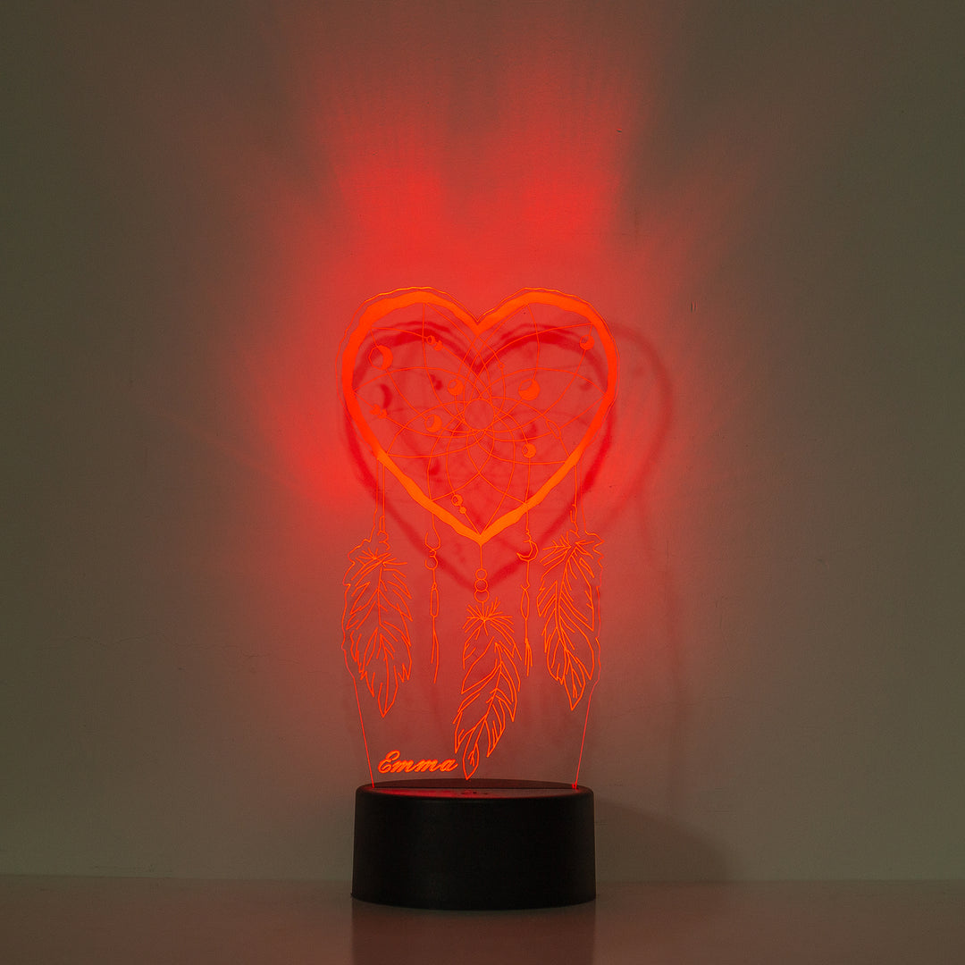Lampe de chevet En forme de coeur Attrape-rêves LED Lumières coloréese personnalisée