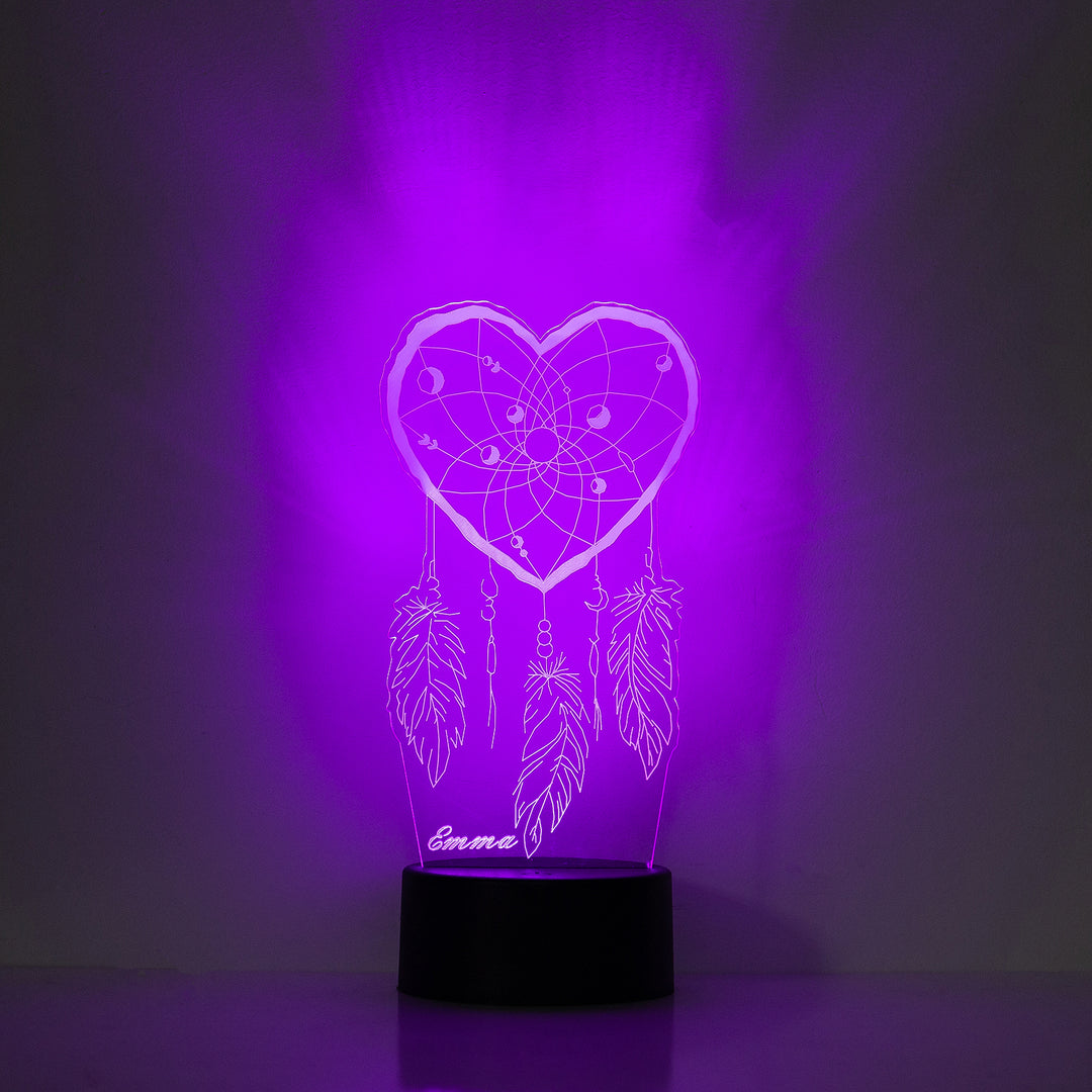 Lampe de chevet En forme de coeur Attrape-rêves LED Lumières coloréese personnalisée