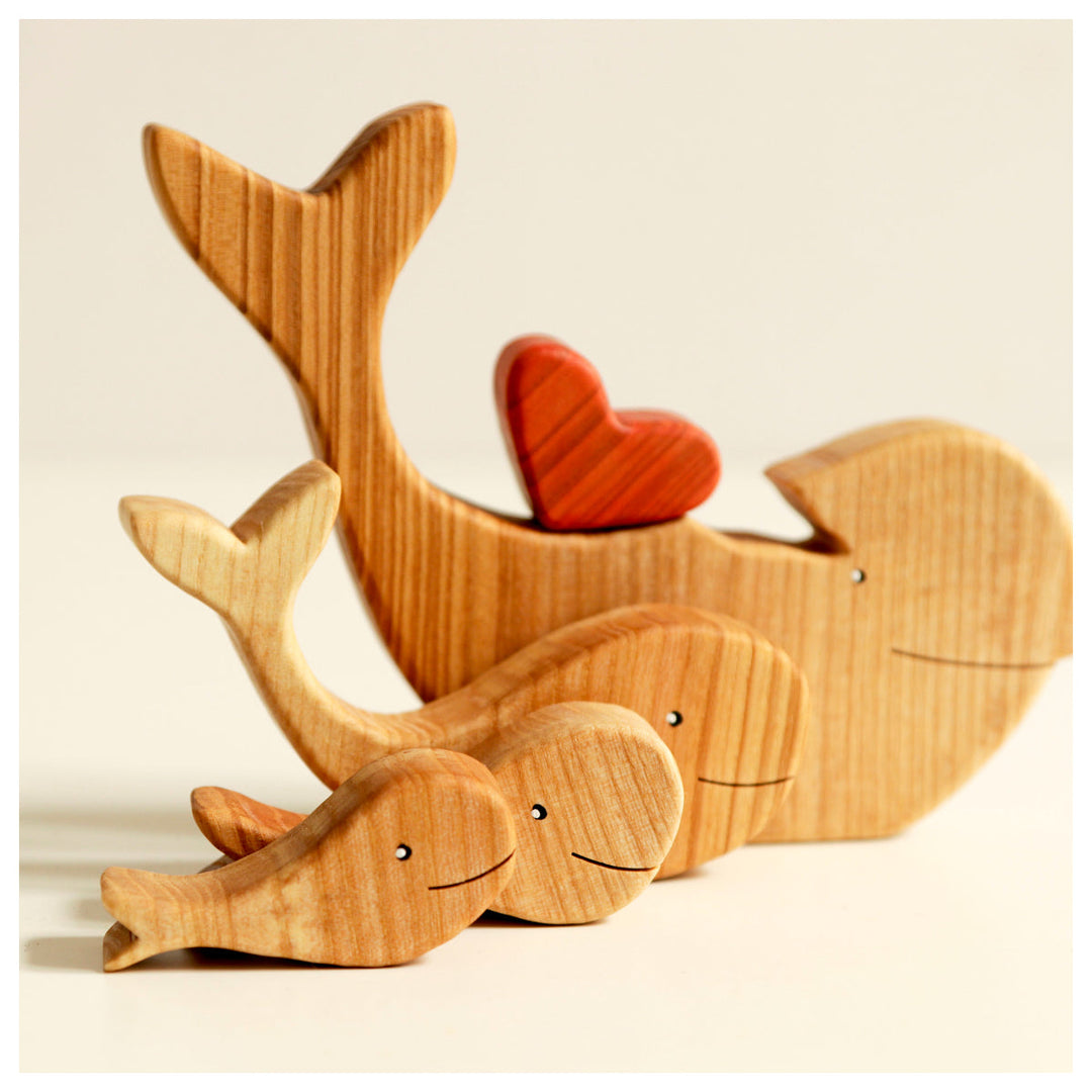 2-10 Prénoms🐬Puzzle familial de baleines en bois