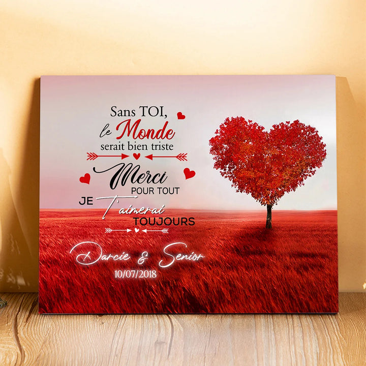 Cadre en Bois 2 Prénoms  Personnalisés avec Date Cadeau Saint Valentin