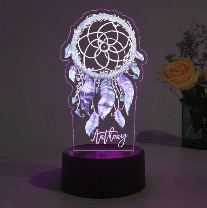 Lampe de chevet Attrape-rêves LED Lumières coloréese personnalisée