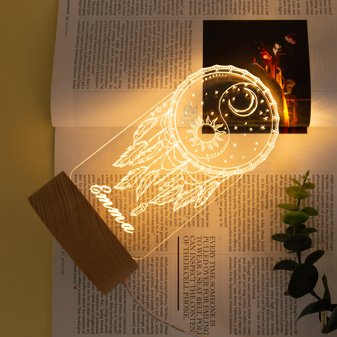 Lampe de chevet Attrape-rêves LED Lumières coloréese personnalisée