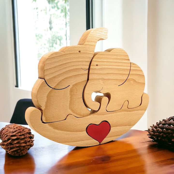 2 Noms personnalisés jouet puzzle éléphant en Bois pour Couple