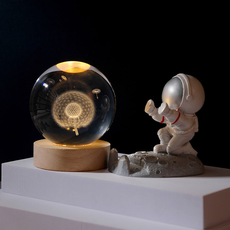 🔥Boule de Cristal 3D avec Base en Bois Personnalisée et Luminosité