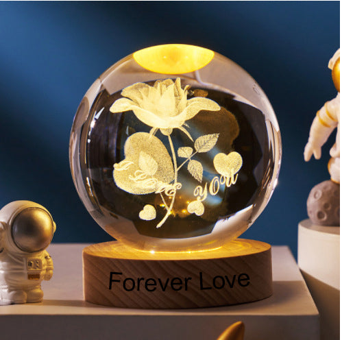 🔥Boule de Cristal 3D avec Base en Bois Personnalisée et Luminosité