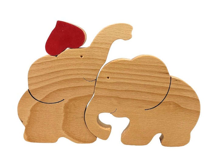 2 Noms personnalisés jouet puzzle éléphant en Bois pour Couple