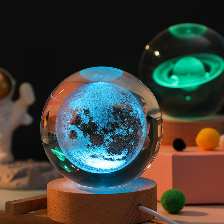 🔥Boule de Cristal 3D avec Base en Bois Personnalisée et Luminosité