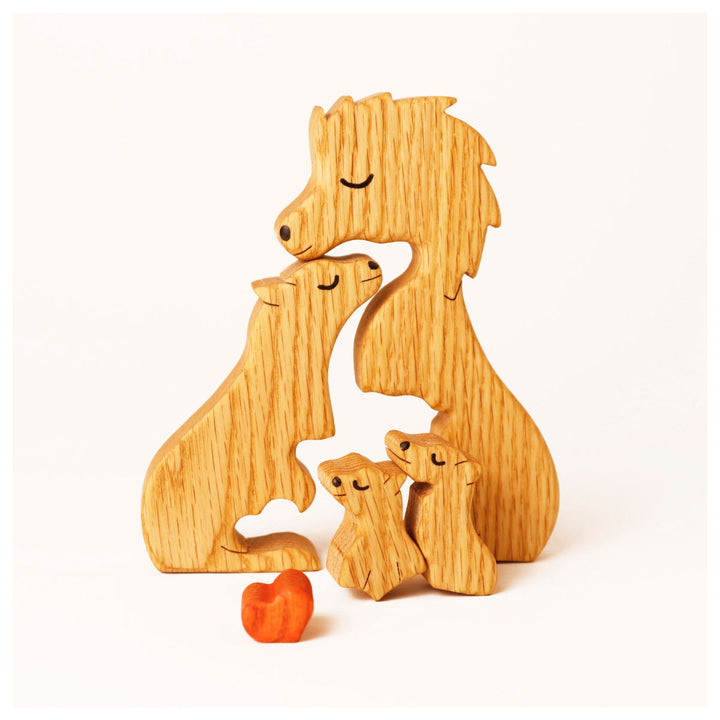 2-10 Prénoms Puzzle Famille de Lions en Bois