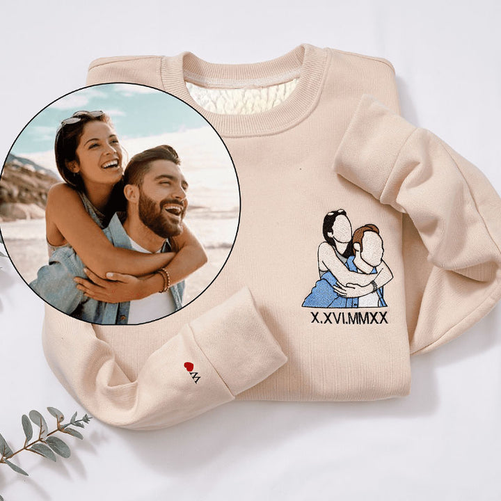 Sweat-shirt brodé hiver Couple Personnalisation photos