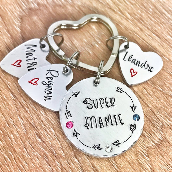 Porte-clés Personnalisé Cœur pour Mamie