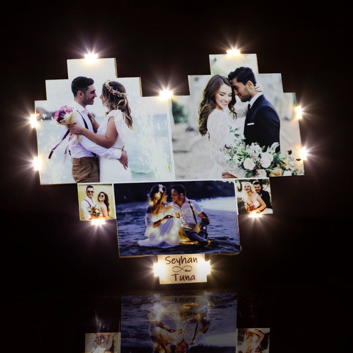 Lampe de collage de photos en forme de cœur personnalisée avec photos