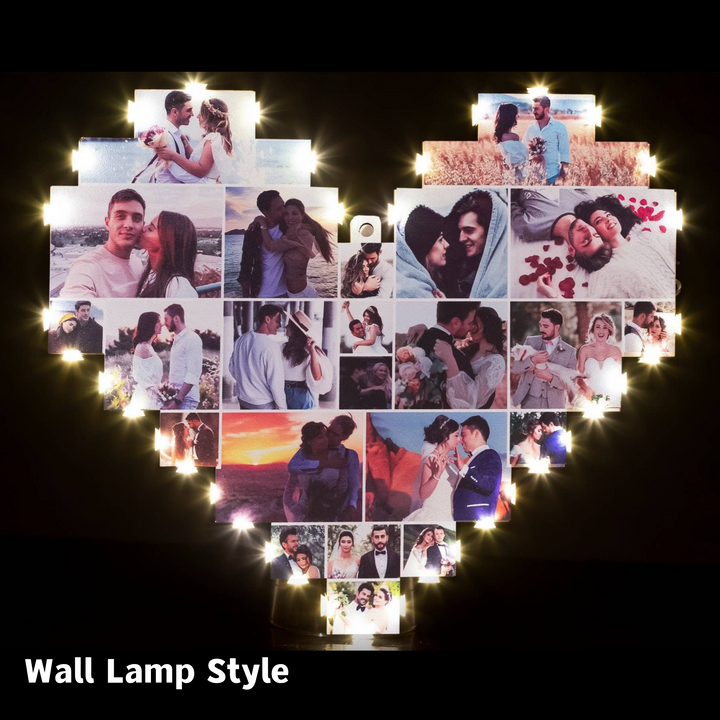 Lampe de collage de photos en forme de cœur personnalisée avec photos